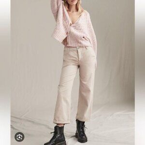 FREE PEOPLE White/ivory relaxed boyfriend oversized chino pants size 26